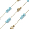 304 Stainless Steel Cable Chains, Rondelle, with Glass, Ion Plating(IP), Real 18K Gold Plated, Soldered, with Spool, Turquoise, 2.3x2mm, about 32.81 Feet(10m)/Roll