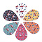 PU Leather Big Pendants, Christmas Theme, Teardrop, Mixed Color, 57.5x37x2mm, Hole: 1.5mm