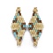MIYUKI & TOHO Handmade Japanese Seed Beads Links, Loom Pattern, Rhombus, Colorful, 32.5~33x12.6~13x1.7~1.8mm, Hole: 1.2~1.4mm