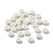 Glass Hand Drawn Beads, Rondelle, Star, Pearl Pink, 10x6mm, Hole: 3mm