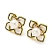 Brass Flower Stud Earrings with Natural Pearl, with 925 Sterling Silver Pins, Real 18K Gold Plated, 14x14mm