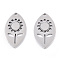 Non-Tarnish 304 Stainless Steel Pendants, Laser Cut, Horse Eye with Flower Charm, Stainless Steel Color, 20x12x1.5mm, Hole: 1.5mm