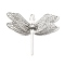 Brass Pendants, Cadmium Free & Nickel Free & Lead Free, with Rhinestone, Dragonfly Charms, Platinum, 29x36x10.5mm, Hole: 1.5mm and 0.8mm