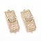 Brass Micro Pave Cubic Zirconia Links connectors, Rectangle, Golden, Clear, 36x13x2mm, Hole: 1.2mm