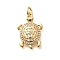 Brass Micro Pave Cubic Zirconia Pendants, Tortoise Charms, with Jump Ring, Rack Plating, Long-Lasting Plated, Lead Free & Cadmium Free, Real 18K Gold Plated, 20.5x14x3.5mm, Hole: 3mm