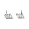 Clear Cubic Zirconia Triple Rectangle Stud Earrings, Brass Jewelry for Women, Long-Lasting Plated, Lead Free & Cadmium Free, Platinum, 9x5mm, Pin: 0.8mm