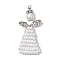 Glass Seed Beads Pendants, with Antique Silver Brass Findings, Angle, White, 49x23.5x8.5mm, Hole: 2mm