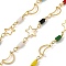 Brass Link Chains, with ABS Imitation Pearl & Glass, Unwelded, Cadmium Free & Nickel Free & Lead Free, with Spool, Star & Moon, Real 18K Gold Plated, 8x8x0.75mm, about 32.81 Feet(10m)/Roll