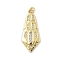 Brass Micro Pave Cubic Zirconia Pendants, Cadmium Free & Lead Free, with Jump Ring Charms, Clear, 34x14x4mm, Hole: 3mm