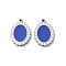 304 Stainless Steel Enamel Charms, Oval Charm, Royal Blue, 14.5x10x1.5mm, Hole: 1mm