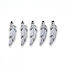 Tarnish Resistant 201 Stainless Steel Pendants, Laser Cut, Feather, Stainless Steel Color, 17x4.5x1mm, Hole: 1mm