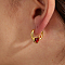 Sweet and Stylish Classic Heart Stainless Steel Hoop Earrings, with Glass, Golden, 15x17mm