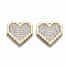 Brass Micro Pave Clear Cubic Zirconia Pendants, Nickel Free, Heart, Real 18K Gold Plated, 16.5x17.5x2mm, Hole: 1mm
