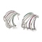 Colorful Rhinestone Claw Stud Earrings, Rack Plating Brass Earrings for Women, Lead Free & Cadmium Free, Platinum, 24x21mm