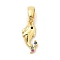 Rack Plating Leaf Brass Clear Cubic Zirconia Pendants, Cadmium Free & Nickel Free & Lead Free, Real 18K Gold Plated, Sea Animals Charms, Dolphin, 15x6x2.5mm, Hole: 5mm