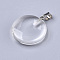 K9 Glass Pendants, with Platinum Tone Brass Bails, Flat Round, 22~25x19~21x5~7mm, Hole: 3x6mm