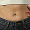 Fashionable 201 Stainless Steel Clear Cubic Zirconia Wing Heart Curved Barbell Belly Button Rings, Stainless Steel Color, 25x15mm