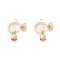 Rack Plating Brass Fold Over Clasps, Long-Lasting Plated, Ring with Crown, for Half Hole Beads, Real 18K Gold Plated, 23x16x1.5~7.5mm, Hole: 1.5mm, Pin: 1mm