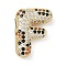 Brass Micro Pave Cubic Zirconia Pendants, Long-Lasting Plated, Rack Plating, Letter Charms, Real 18K Gold Plated, Letter F, 20.5x15.5x7mm, Hole: 5.2x3mm