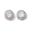 Brass Micro Pave Clear Cubic Zirconia Beads, Cadmium Free & Nickel Free & Lead Free, Flat Round, Platinum, 9.5x6.8mm, Hole: 5x1.8mm