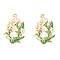 Rack Plating Alloy Enamel Pendants, Golden, Flower Charm, White, 30x21x1.5mm, Hole: 1.8mm