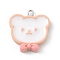 Opaque Resin Pendants, Cute Charms, with Platinum Tone Iron Loops, Bear, 24.5x22.5x6.5mm, Hole: 2mm