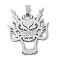 Non-Tarnish 201 Stainless Steel Pendants, Hollow, Dragon Head Charm, Stainless Steel Color, 44x37.5x1.5mm, Hole: 8.5x4mm
