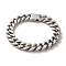 Tarnish Resistant 201 Stainless Steel Cuban Link Chain Bracelets, with Snap Clasp, Stainless Steel Color, 7-7/8 inch(20cm)