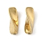 304 Stainless Steel Beads, Ion Plating(IP), Twist, Real 18K Gold Plated, 18x6x6mm, Hole: 1.8mm