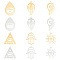 12Pcs 12 Styles 201 Stainless Steel Pendants, Laser Cut, Teardrop & Triangle & Wing with Evil Eye Charm, Golden & Stainless Steel Color, 25~30x15.5~23x1mm, Hole: 1.2~2mm, 1pc/style