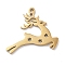 Christmas Theme 304 Stainless Steel Pendants, Laser Cut, Real 18K Gold Plated, Deer, 20x24x1mm, Hole: 1.5mm
