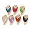 Brass Pave Faceted Glass Teardrop Connector Charms, Clear Cubic Zirconia Leaf Links, Cadmium Free & Nickel Free & Lead Free, Light Gold, Mixed Color, 21x11.5x10mm, Hole: 1.2mm