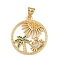 Brass Micro Pave Cubic Zirconia Pendants, Golden, Crab, 23.5x21x2.5mm, Hole: 4x3.5mm