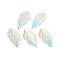 Two Tone Glass Pendants, Giant leaf Charms, Medium Aquamarine, 30x16x3mm, Hole: 1.2mm