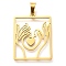 304 Stainless Steel Pendants, Laser Cut, Rectangle with Hand & Heart Charm, Ion Plating(IP), Real 18K Gold Plated, 33x24.5x1mm, Hole: 7x4mm