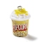 Opaque Resin Pendants, Imitation Food Charms with Platinum Iron Loops, Popcorn, 26x18mm, Hole: 2mm