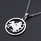 Non-Tarnish 201 Stainless Steel Pendants Necklaces, with Cable Chains and Lobster Claw Clasps, Flat Round with Constellation/Zodiac Sign, Sagittarius, 15-3/4 inch(40cm), 1.5mm