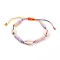 Adjustable Nylon Cord Braided Bead Bracelet, with Polymer Clay Heishi Beads, Natural Cowrie Shell Beads and Brass Round Beads, Golden, Colorful, Inner Diameter: 1-7/8~3 inch(4.7~7.6cm)