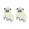 Rack Plating Alloy Enamel Pendants, Lead Free & Nickel Free & Cadmium Free, Platinum, Dog, Champagne Yellow, 28x17.5x2mm, Hole: 1.8mm