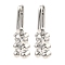Brass Dangle Hoop Earrings, Bear, Platinum, 34x10mm