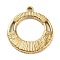 Ion Plating(IP) 304 Stainless Steel Pendants, Round Ring Charm, Real 18K Gold Plated, 24x21x2mm, Hole: 1.6mm