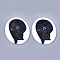 Printed Wooden Big Pendants, Dyed, Oval with Woman, Black, 63x50x2.5mm, Hole: 1.2mm