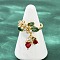 Brass Micro Pave Cubic Zirconia Cuff Rings for Women, Strawberry, with Enamel, Rack Plating, Long-Lasting Plated, Lead Free & Cadmium Free, Real 18K Gold Plated, Red, 23mm, US Size 6 3/4(17.1mm)