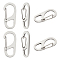 6Pcs 202 Stainless Steel Keychain Carabiner, Quick Release Snap Hook, Stainless Steel Color, 32.5x16.5x7mm