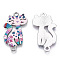 Printed Alloy Kitten Connector Charms, with Enamel, Cartoon Cat Links, Cadmium Free & Lead Free, Platinum, Misty Rose, 29.5x16.5x2mm, Hole: 1.8mm