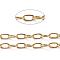 Brass Paperclip Chains, Drawn Elongated Cable Chains, Soldered, with Spool, Oval, Long-Lasting Plated, Real 18K Gold Plated, 8x5x1mm, about 16.4 Feet(5m)/roll