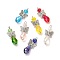 Glass Pendants, with Tibetan Style Alloy Butterfly Beads and Electroplate Glass Beads Strands, AB Color Plated, Teardrop, Mixed Color, 34.5x15x9mm, Hole: 1.8mm