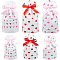 54Pcs Plastc Storage Bags, with Drawstring Ribbon, Rectangle with Heart Pattern, for Gift Packaging, Mixed Color, 175~235x119~149x0.5~1mm