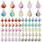 100Pcs 10 Color Crackle Glass Charms, with Iron Findings, Round, Platinum, 17x10mm, Hole: 1.8mm, 10Pcs/color