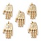 Brass Micro Pave Clear Cubic Zirconia Pendants, Hand with Eye, Real 18K Gold Plated, 25x14x2mm, Jump Ring: 5x1mm, 3mm Inner Diameter